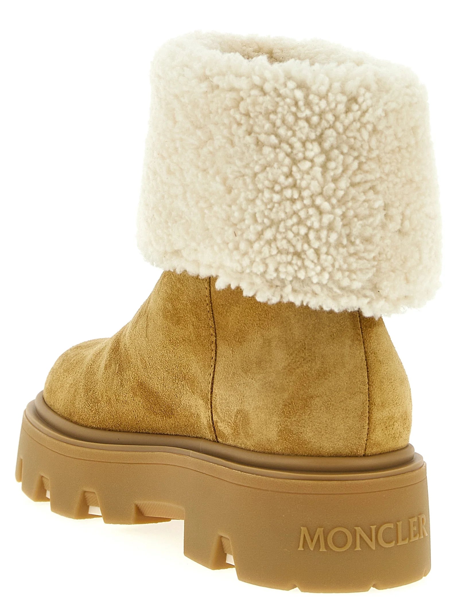 Moncler Beige Calfskin Ankle Boots - EU38/US8