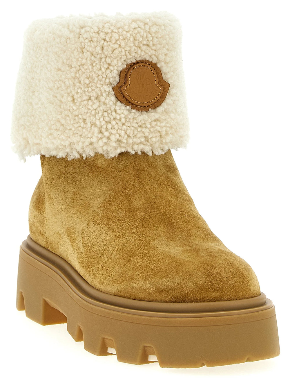 Moncler Beige Calfskin Ankle Boots - EU38/US8