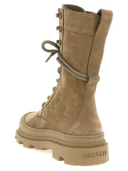 Moncler Beige Leather Lace-Up Boots - EU38/US8