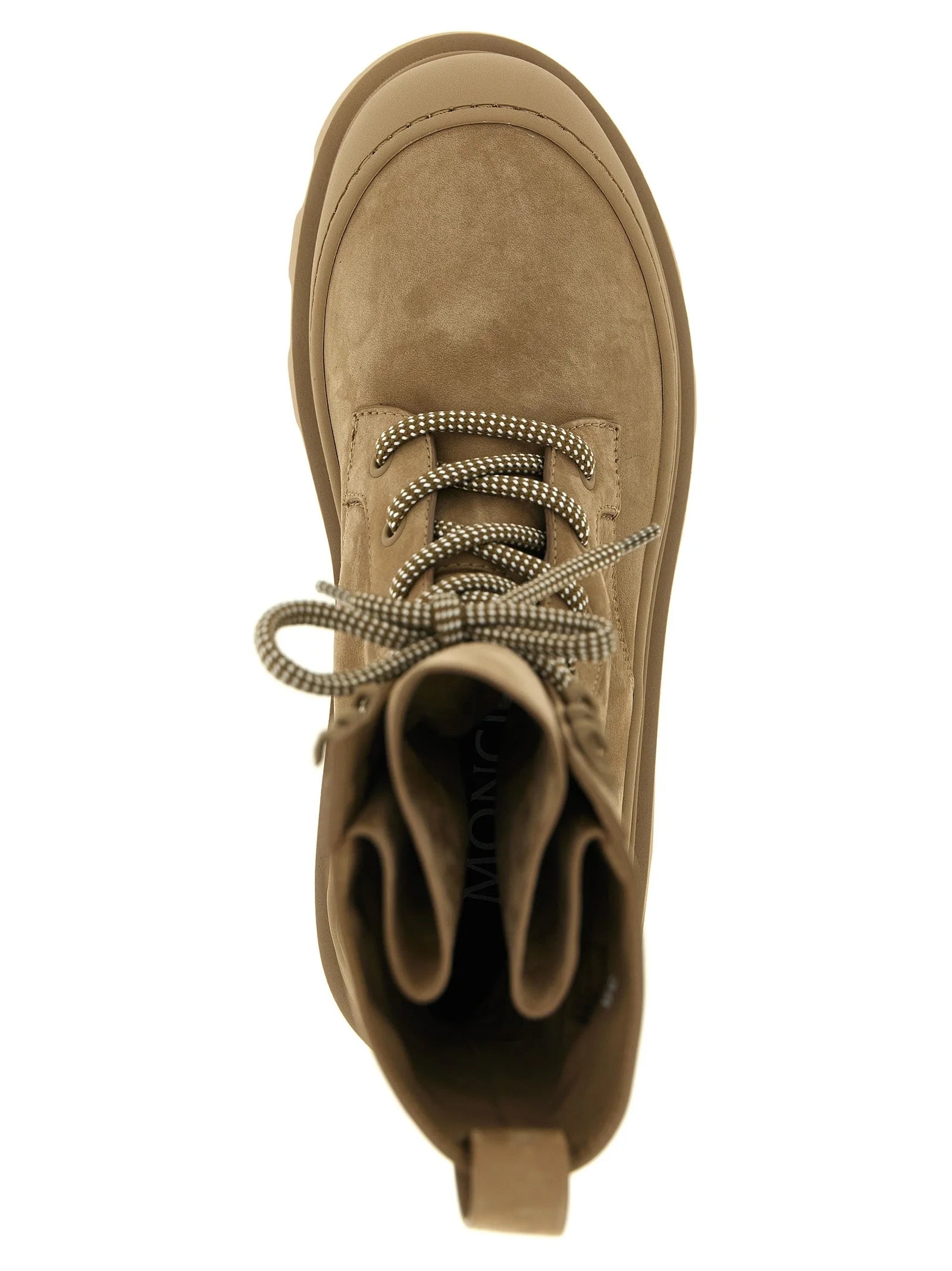 Moncler Beige Leather Lace-Up Boots - EU38/US8