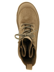 Moncler Beige Leather Lace-Up Boots - EU38/US8