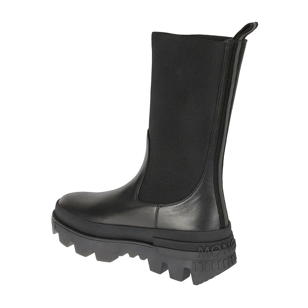 Moncler Black Calfskin Ankle Boots - EU37/US7