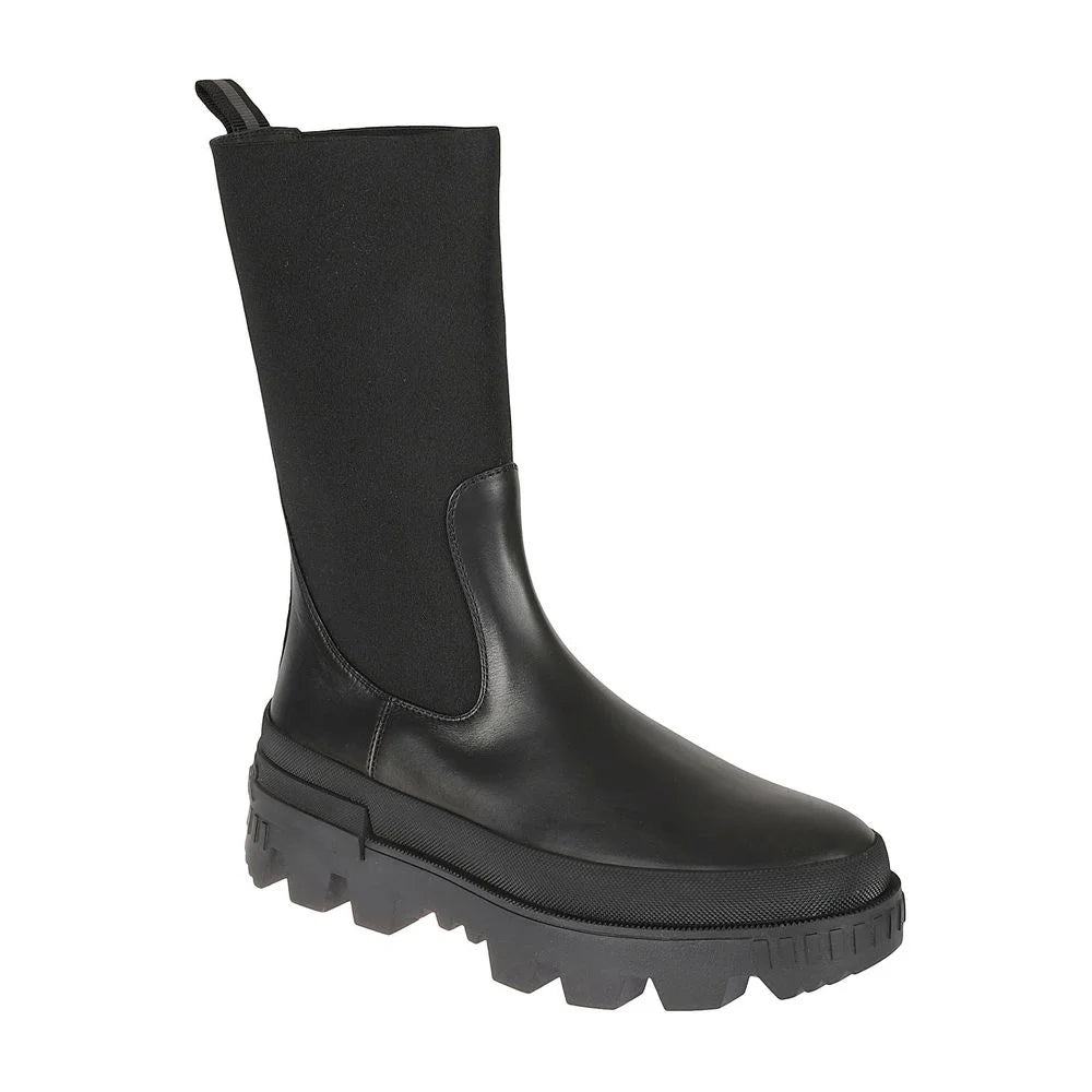 Moncler Black Calfskin Ankle Boots - EU37/US7