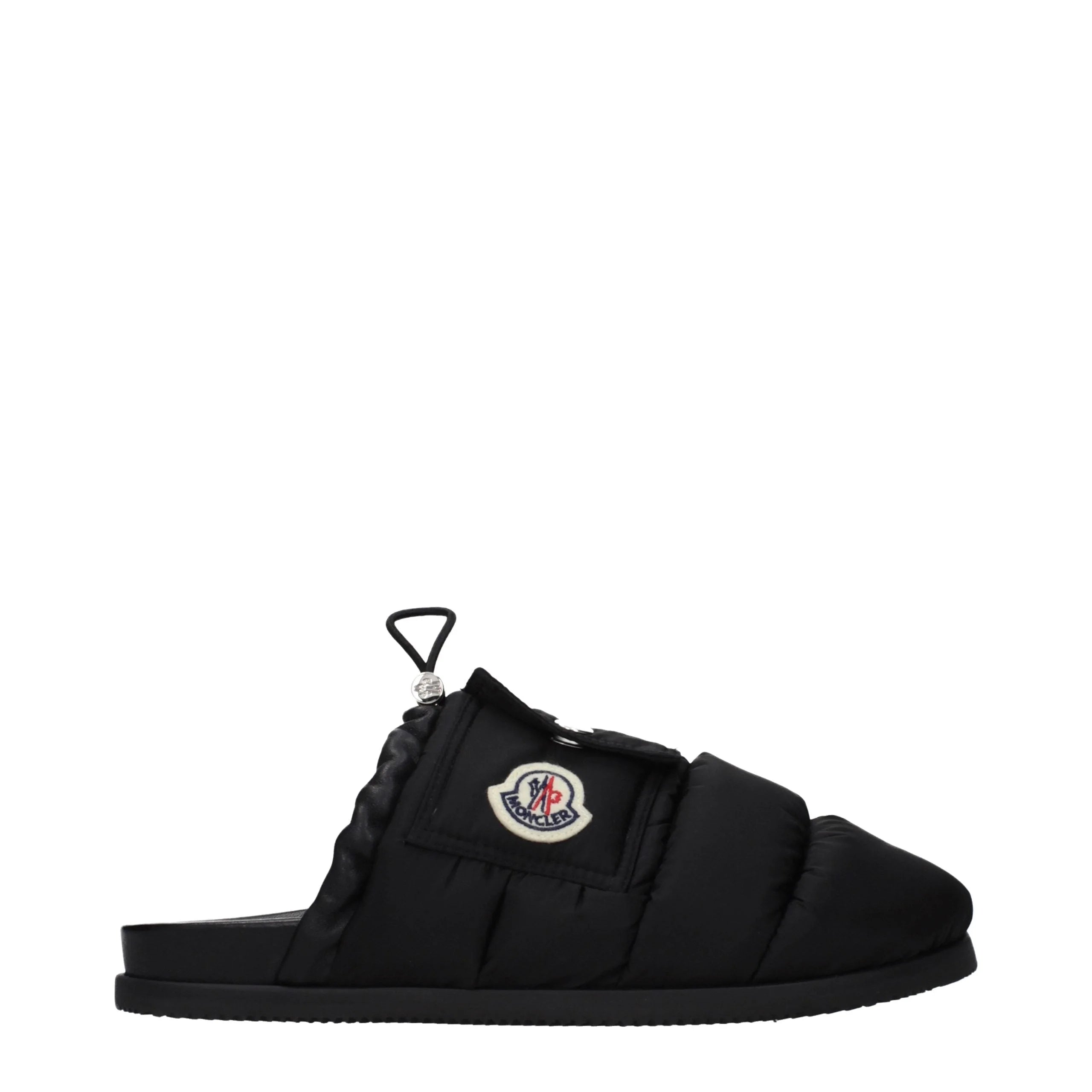 Moncler Black Fabric Slippers
