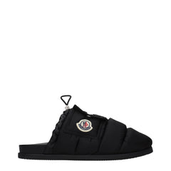 Moncler Black Fabric Slippers