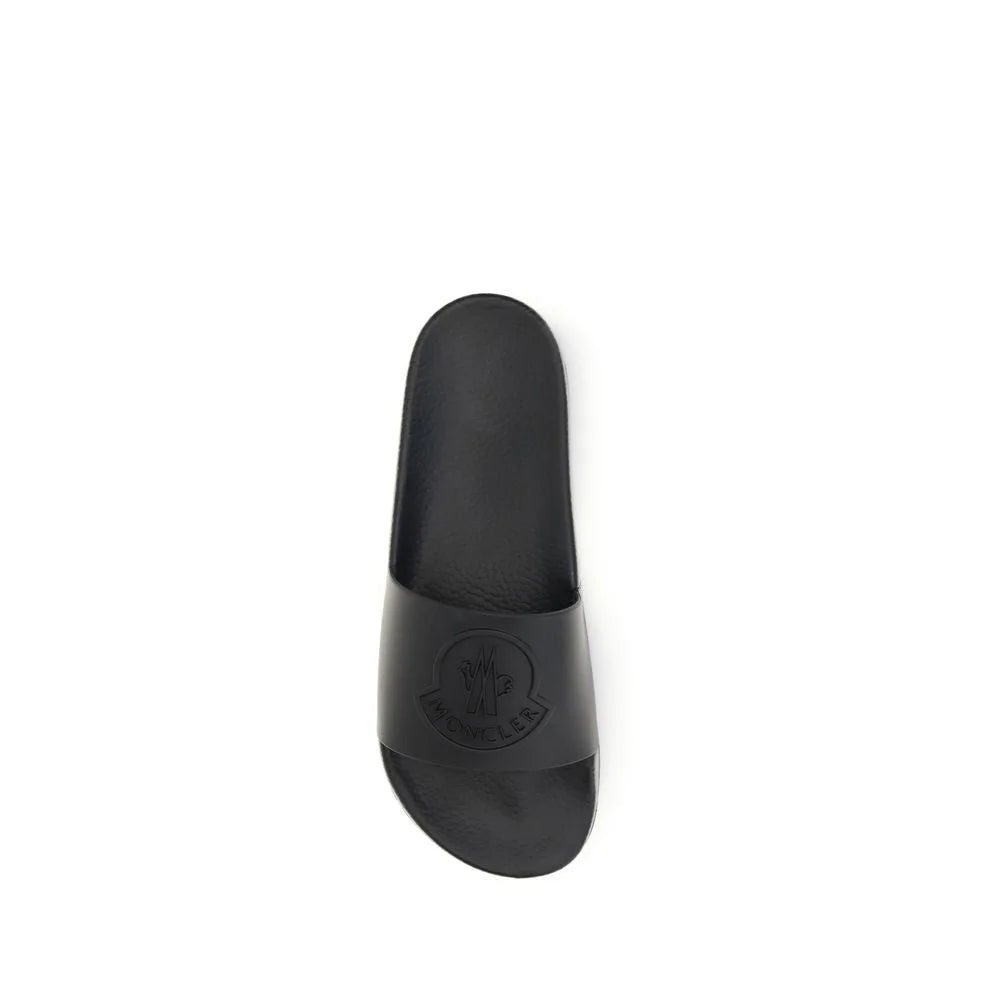 Moncler Black Rubber Slippers