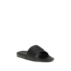 Moncler Black Rubber Slippers