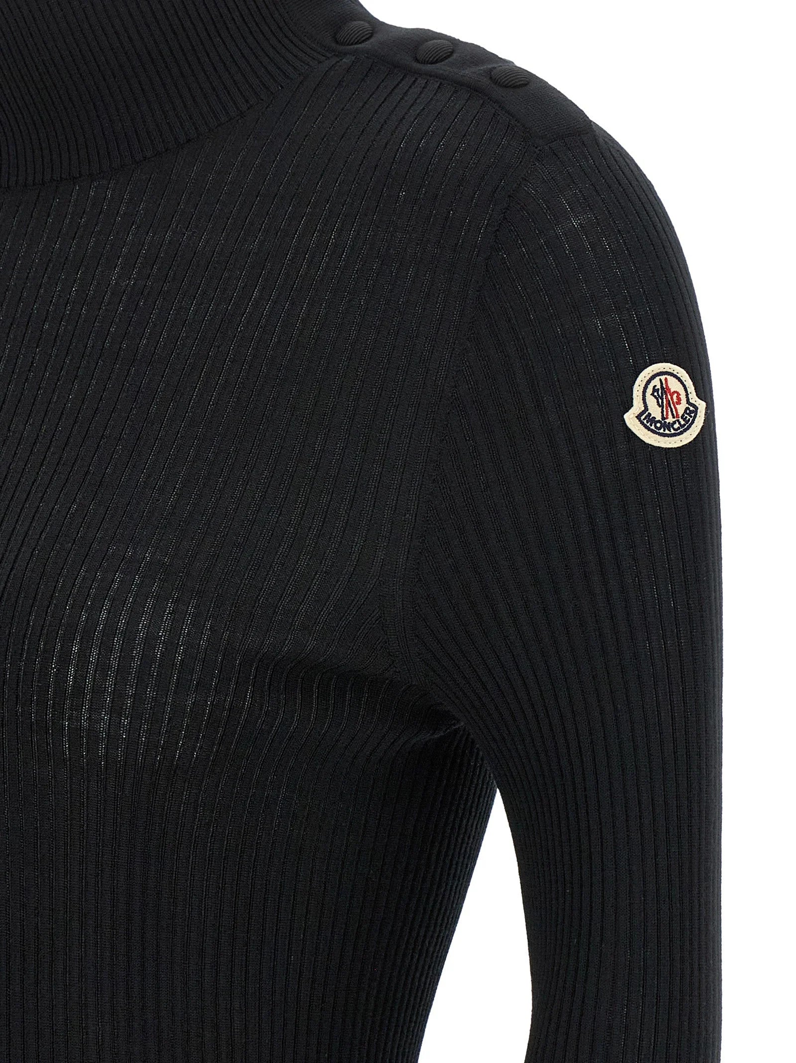 Moncler Black Virgin Wool Cardigan