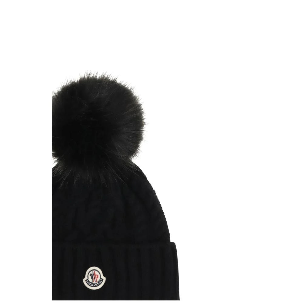 Moncler Black Wool Oves Aries Beanie - UNI