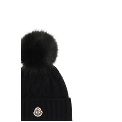 Moncler Black Wool Oves Aries Beanie - UNI