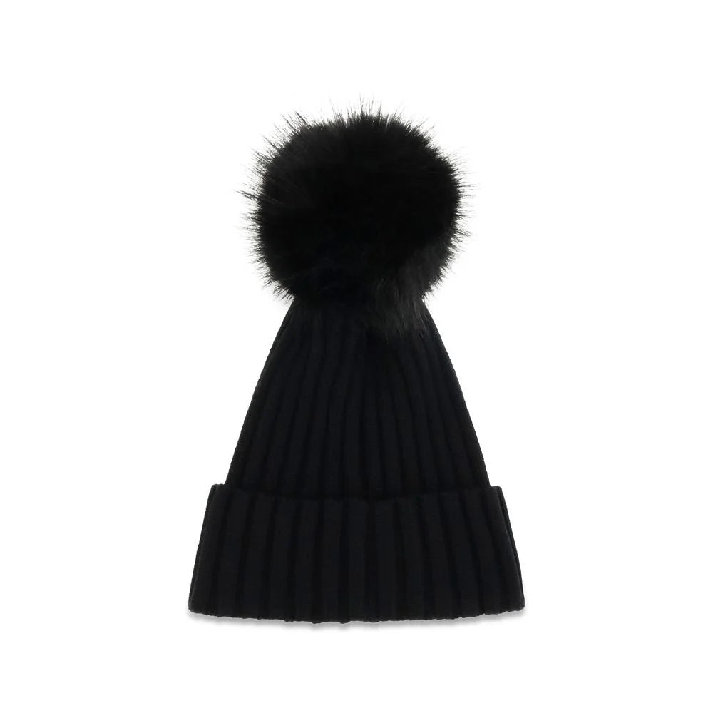 Moncler Black Wool Oves Aries Beanie - UNI