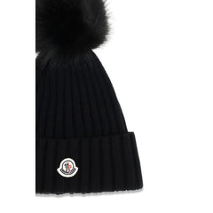 Moncler Black Wool Oves Aries Beanie - UNI