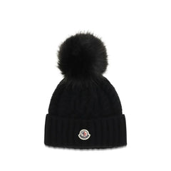 Moncler Black Wool Oves Aries Beanie - UNI
