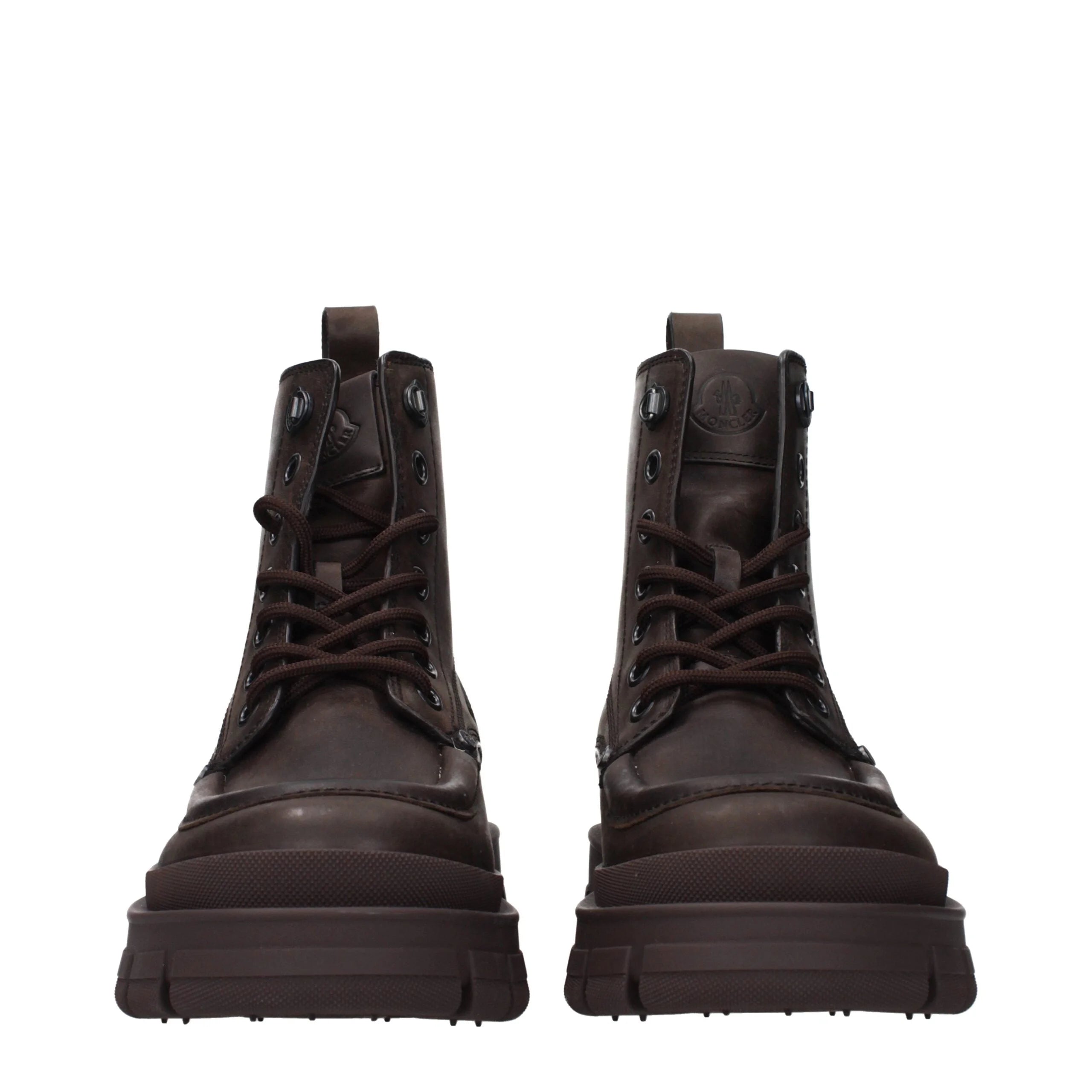 Moncler Brown Leather Ankle Boots - EU40.5/US7.5