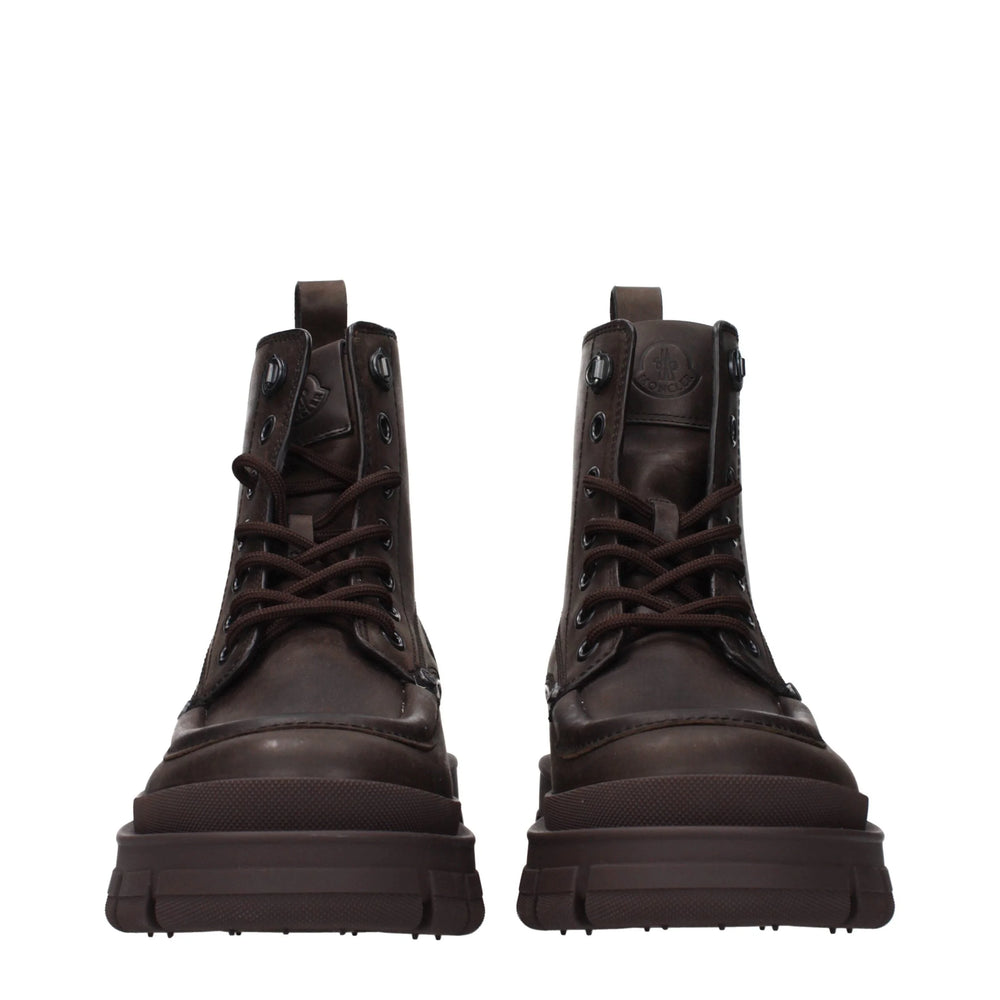 Moncler Brown Leather Ankle Boots - EU40.5/US7.5