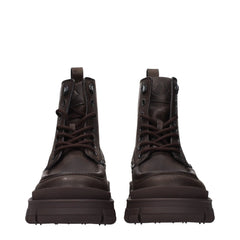 Moncler Brown Leather Ankle Boots - EU40.5/US7.5