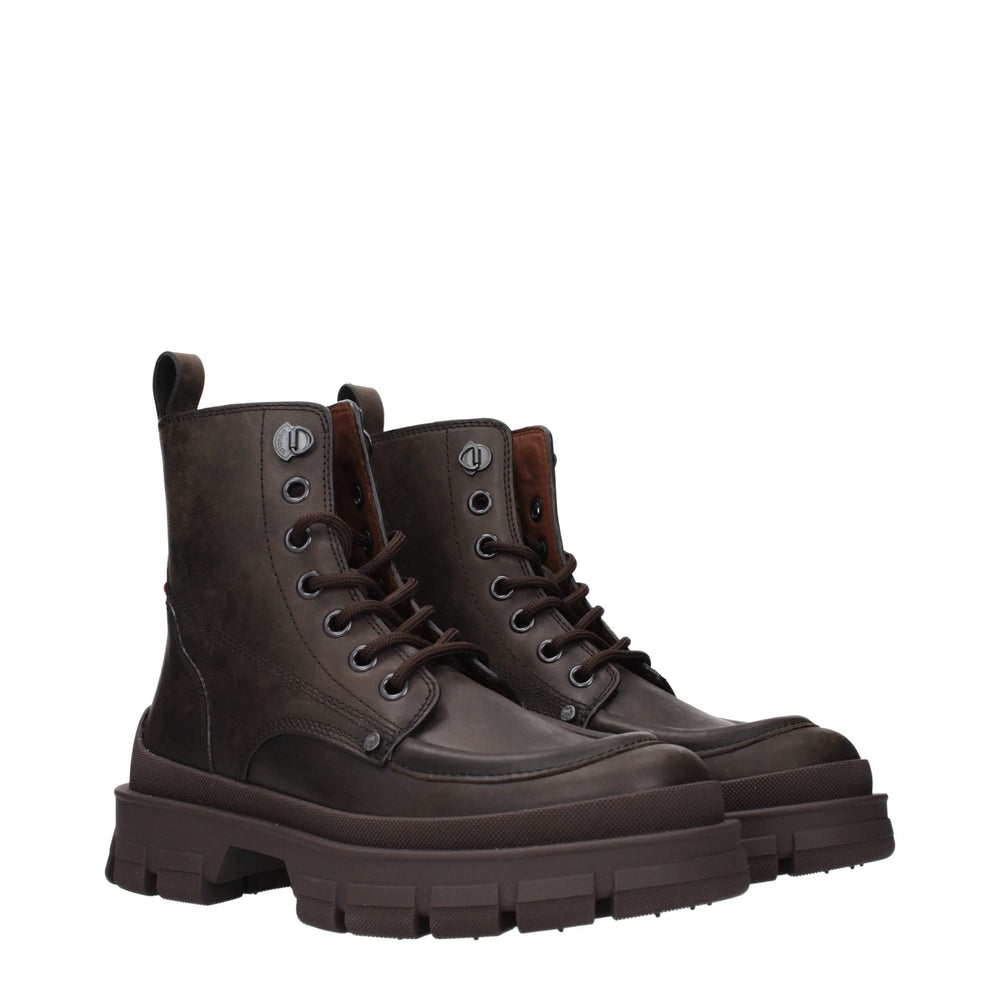 Moncler Brown Leather Ankle Boots - EU40.5/US7.5