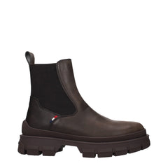 Moncler Brown Leather Ankle Boots - EU42.5/US9.5