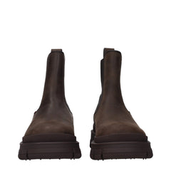 Moncler Brown Leather Ankle Boots - EU42.5/US9.5