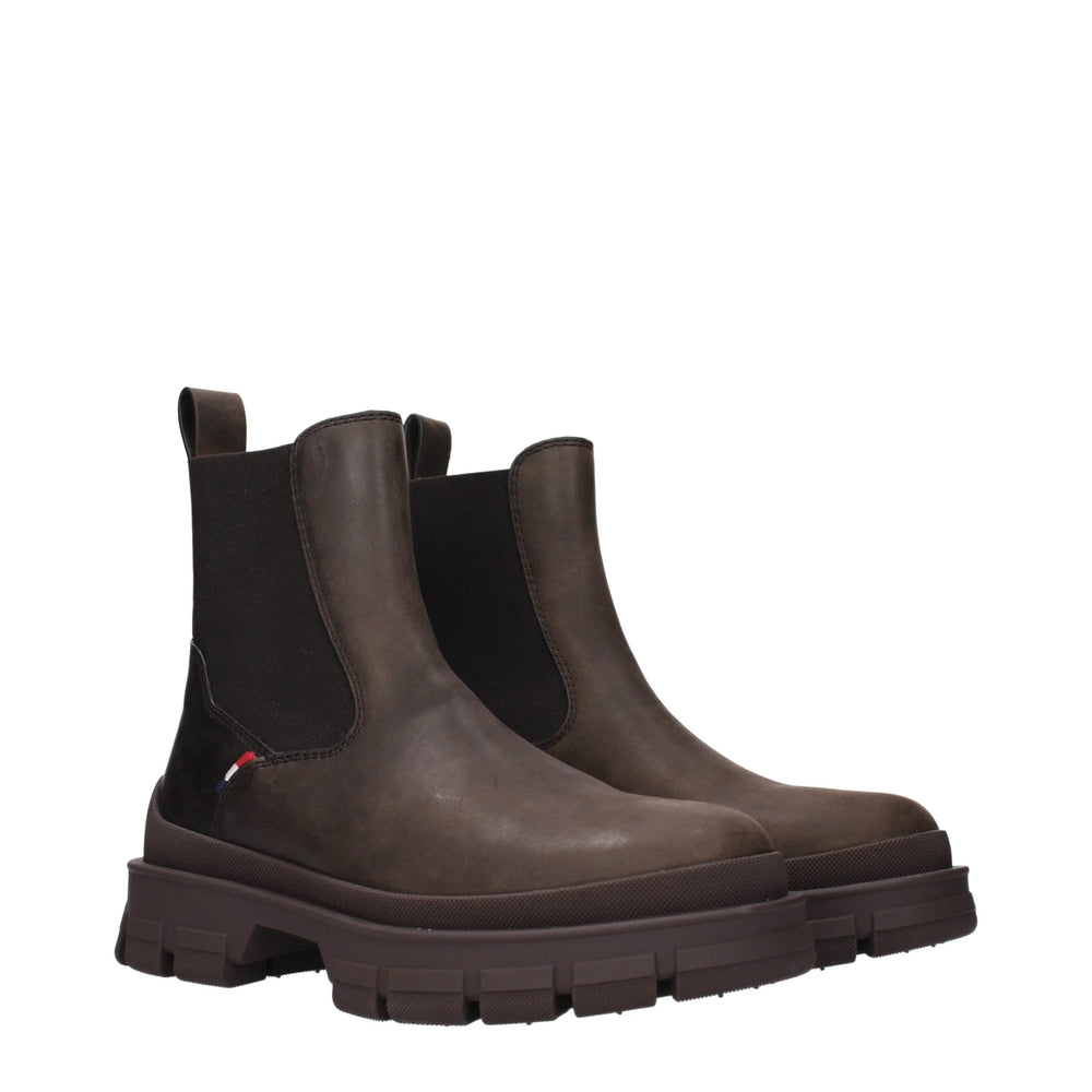 Moncler Brown Leather Ankle Boots - EU42.5/US9.5