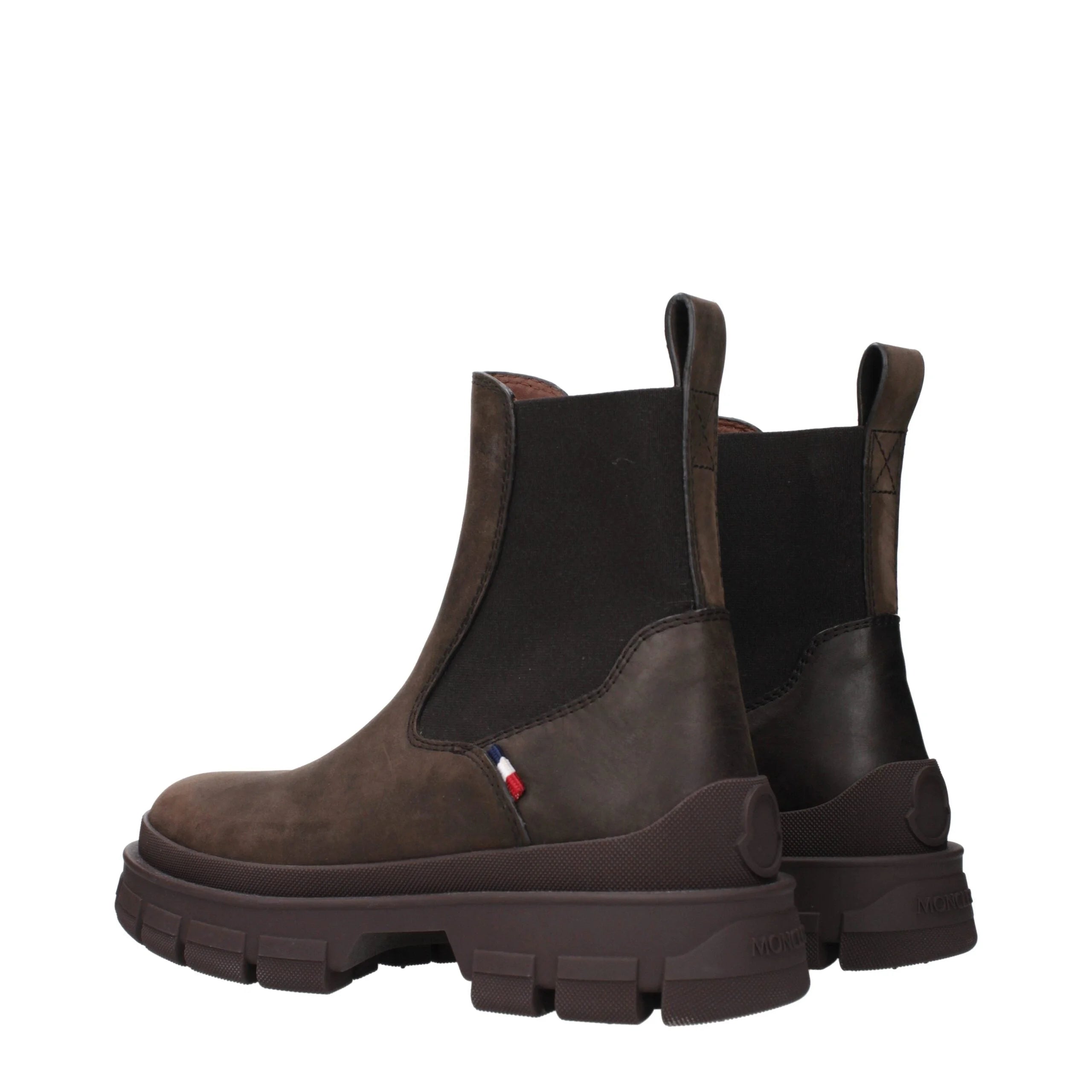 Moncler Brown Leather Ankle Boots - EU42.5/US9.5