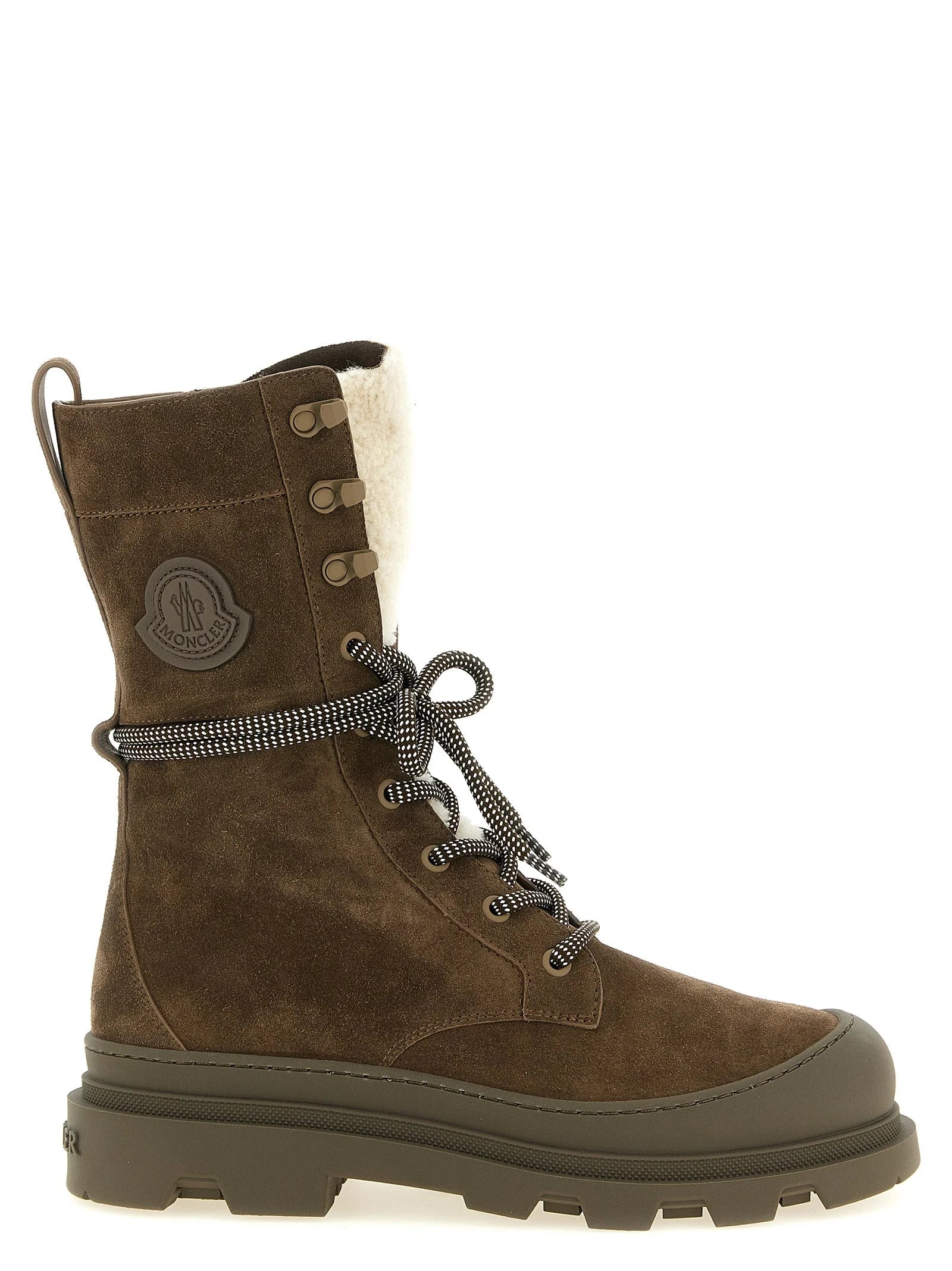 Moncler Brown Leather Lace-Up Boots - EU38/US8