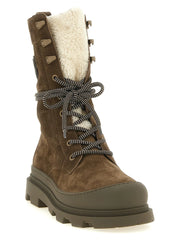 Moncler Brown Leather Lace-Up Boots - EU38/US8
