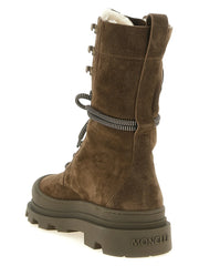 Moncler Brown Leather Lace-Up Boots - EU38/US8