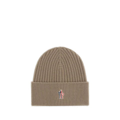 Moncler Grenoble Beige Merino Wool Beanie - UNI