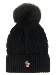 Moncler Grenoble Black Virgin Wool Beanie - UNI