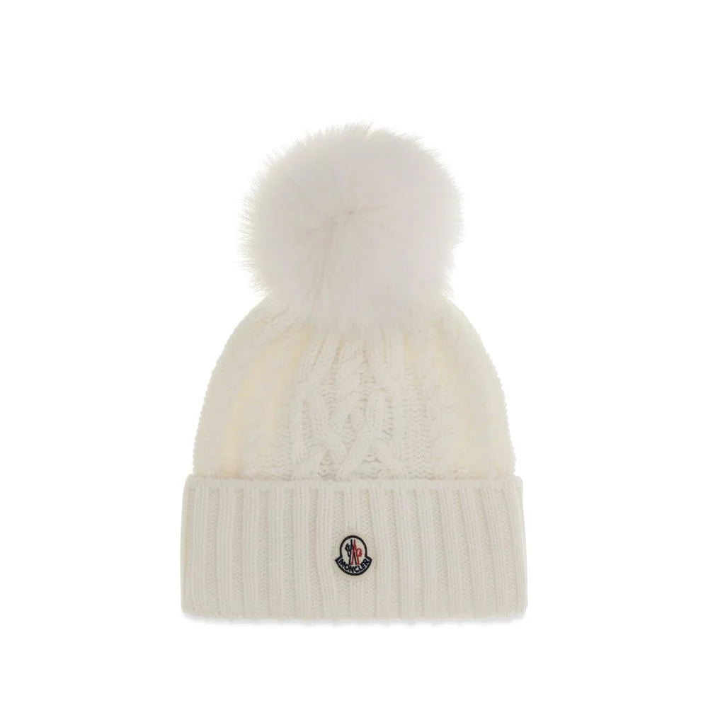 Moncler White Wool Oves Aries Beanie - UNI