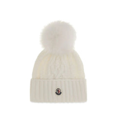 Moncler White Wool Oves Aries Beanie - UNI
