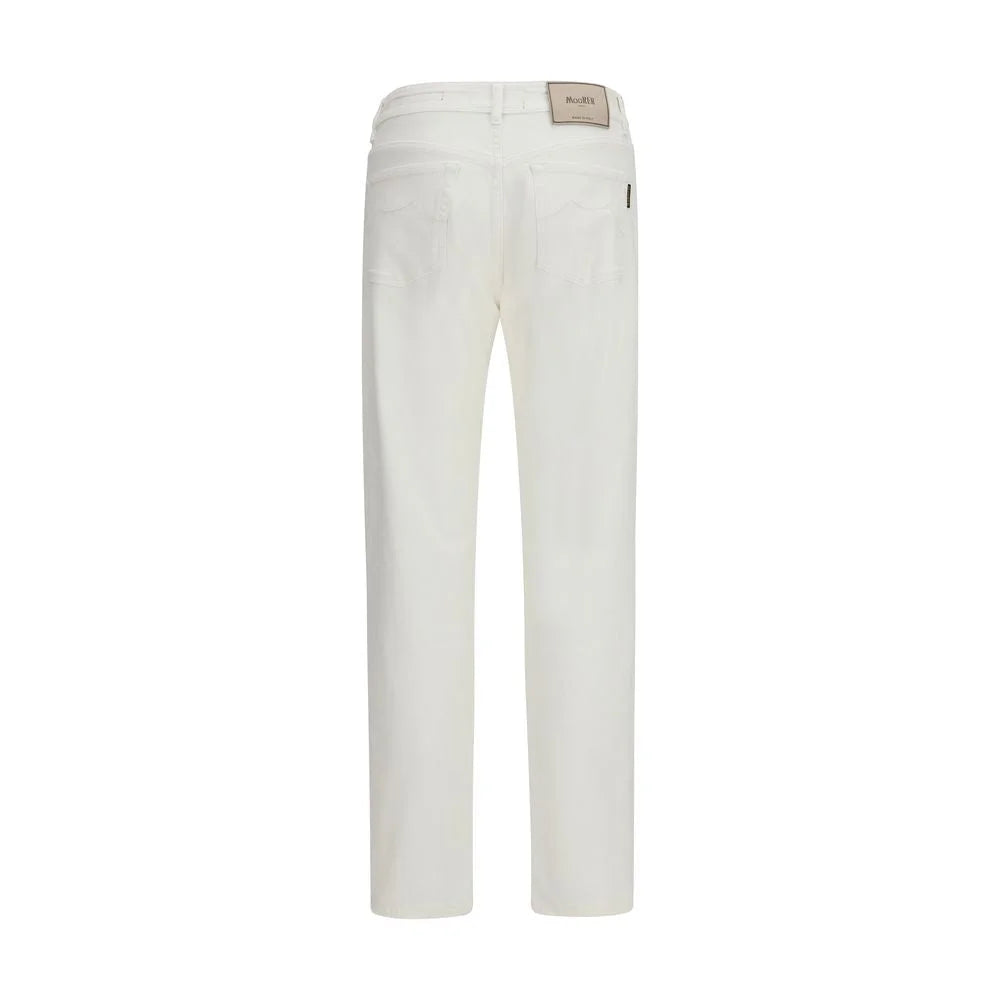 MooRER White Cotton Straight-Leg Jeans