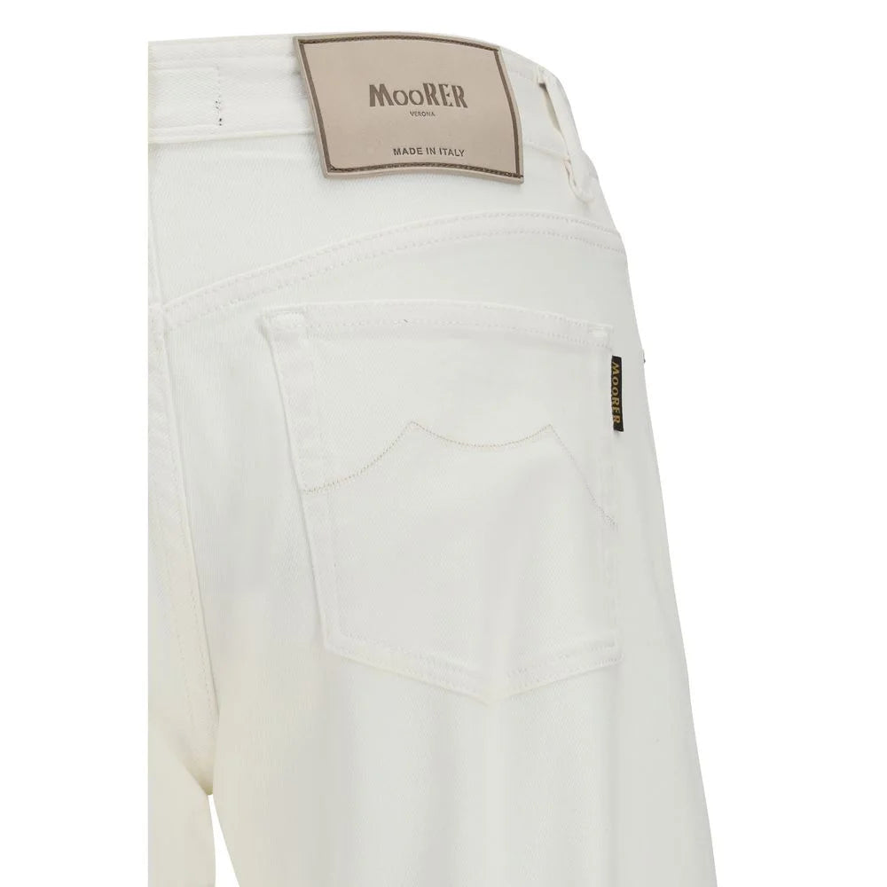 MooRER White Cotton Straight-Leg Jeans