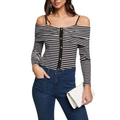 Morgan De Toi Black And White Viscose Long Sleeve - IT38|XS - T-Shirts