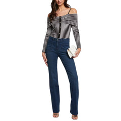 Morgan De Toi Black And White Viscose Long Sleeve - IT38|XS - T-Shirts