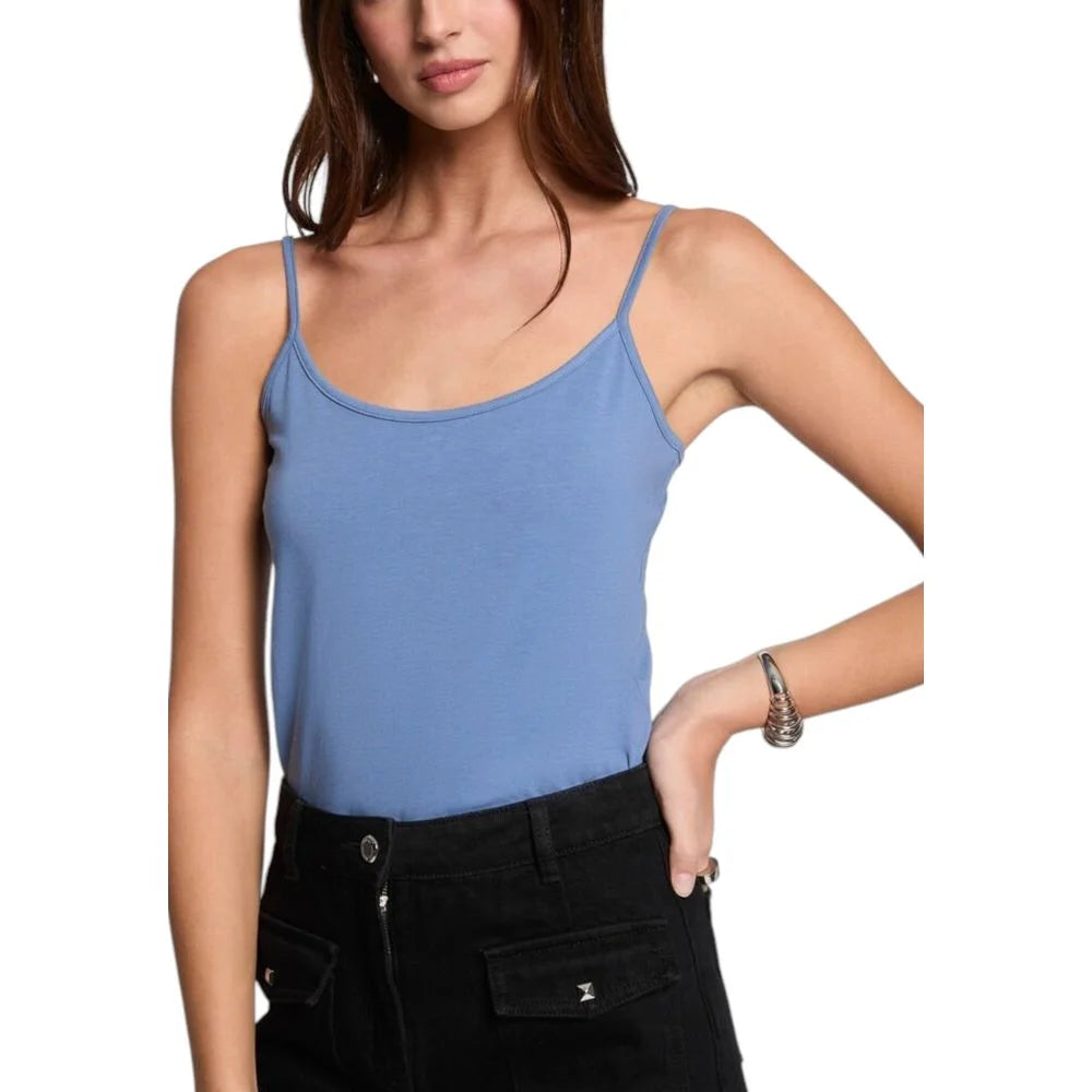 Morgan De Toi Blue Cotton Tank Top - Tank Tops