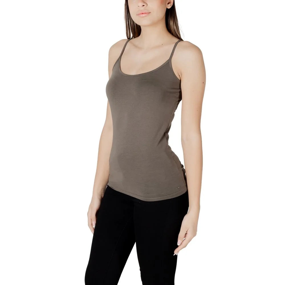 Morgan De Toi Green Cotton Tank Top - Tank Tops