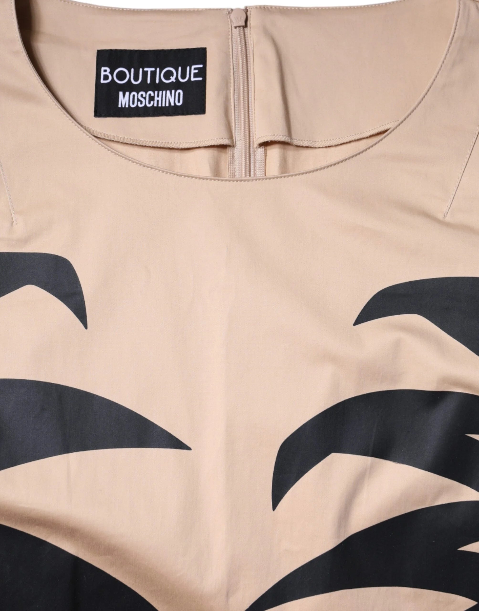 Moschino Beige Cotton Short Sleeve Knee Length Dress - IT46|XL - Dresses