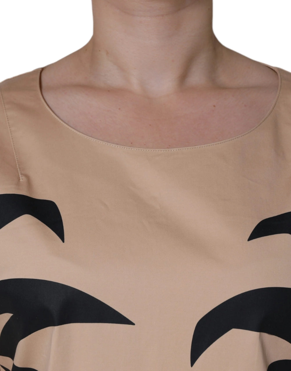 Moschino Beige Cotton Short Sleeve Knee Length Dress - IT46|XL - Dresses