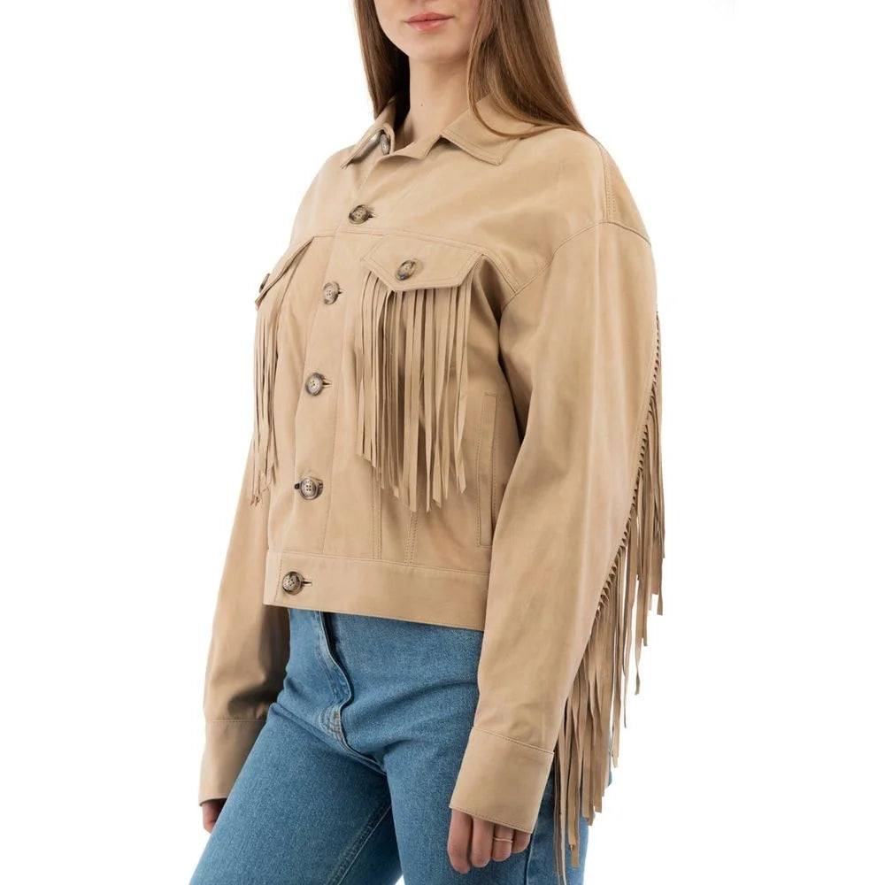 Moschino Beige Leather Jacket - IT40