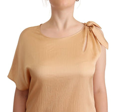 Moschino Beige One Sleeve Knee Length Shift Dress - IT44|L