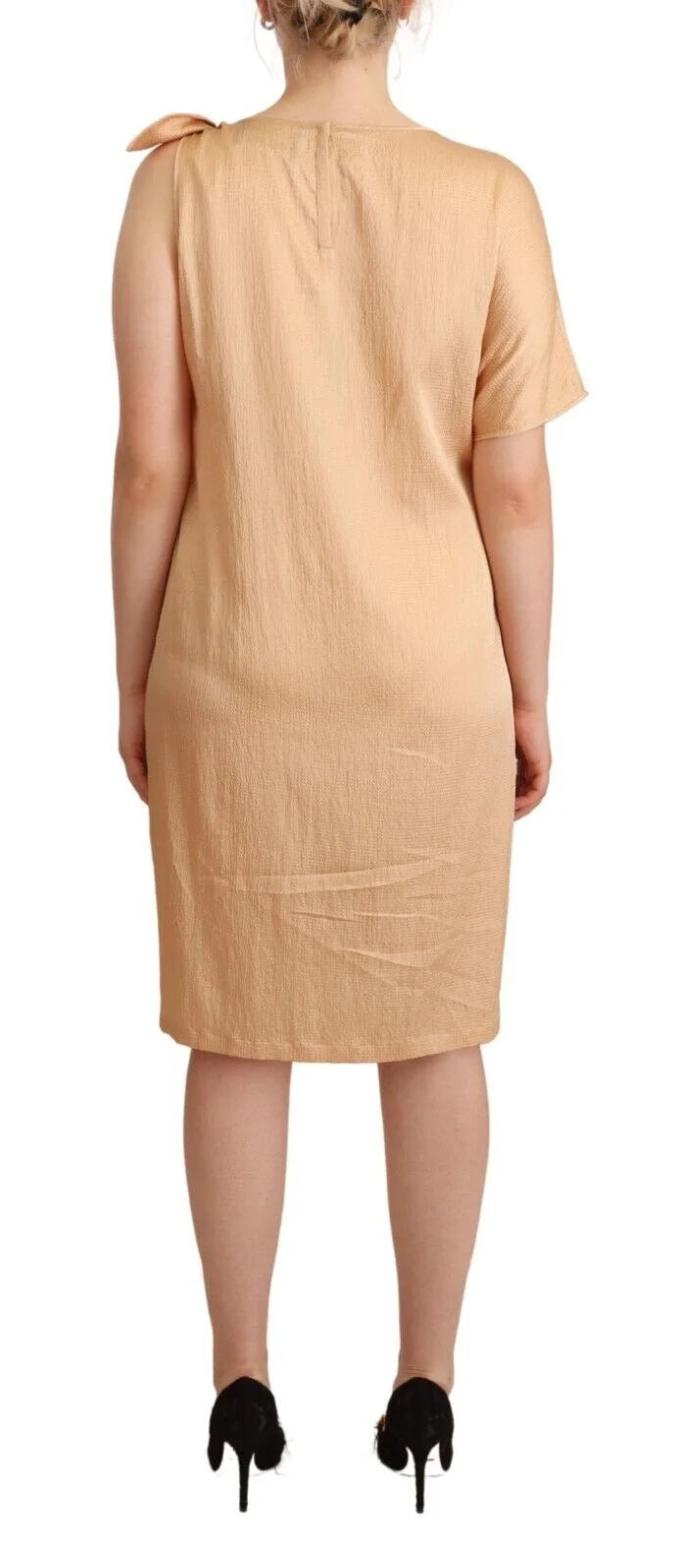 Moschino Beige One Sleeve Knee Length Shift Dress - IT44|L - Dresses