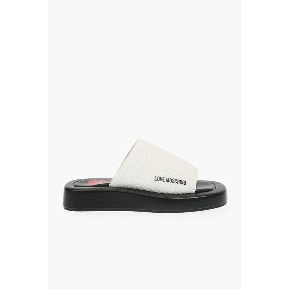 Moschino Black And White Leather Slides - EU39/US9