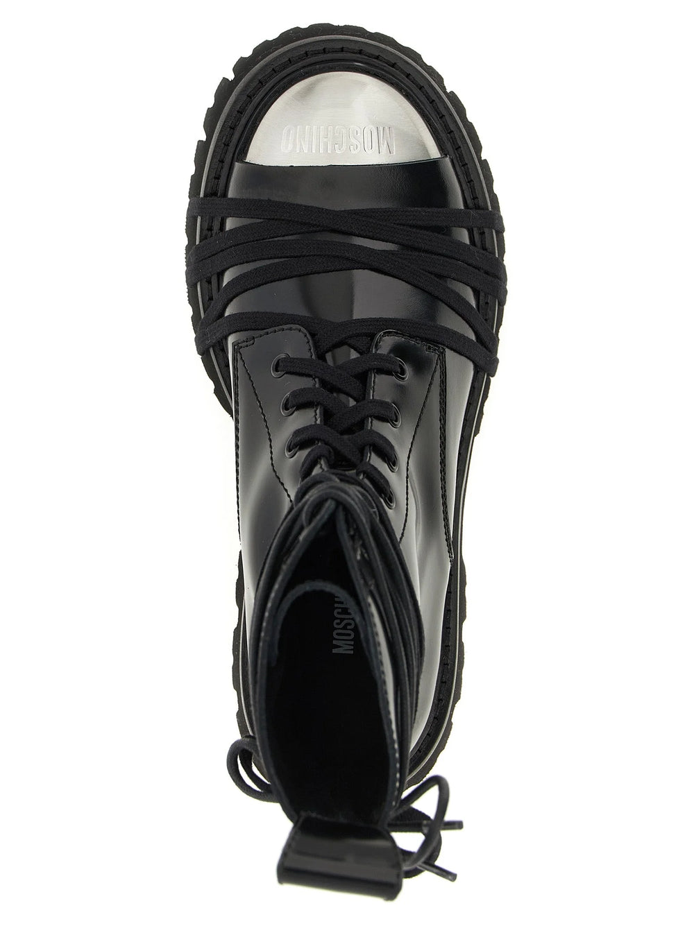 Moschino Black Calfskin Lace-Up Boots - EU36/US6