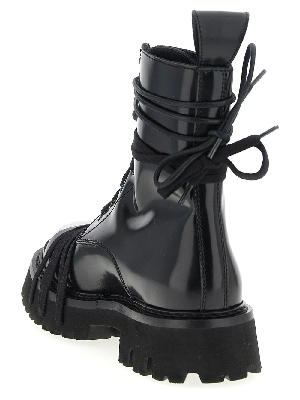 Moschino Black Calfskin Lace-Up Boots - EU36/US6