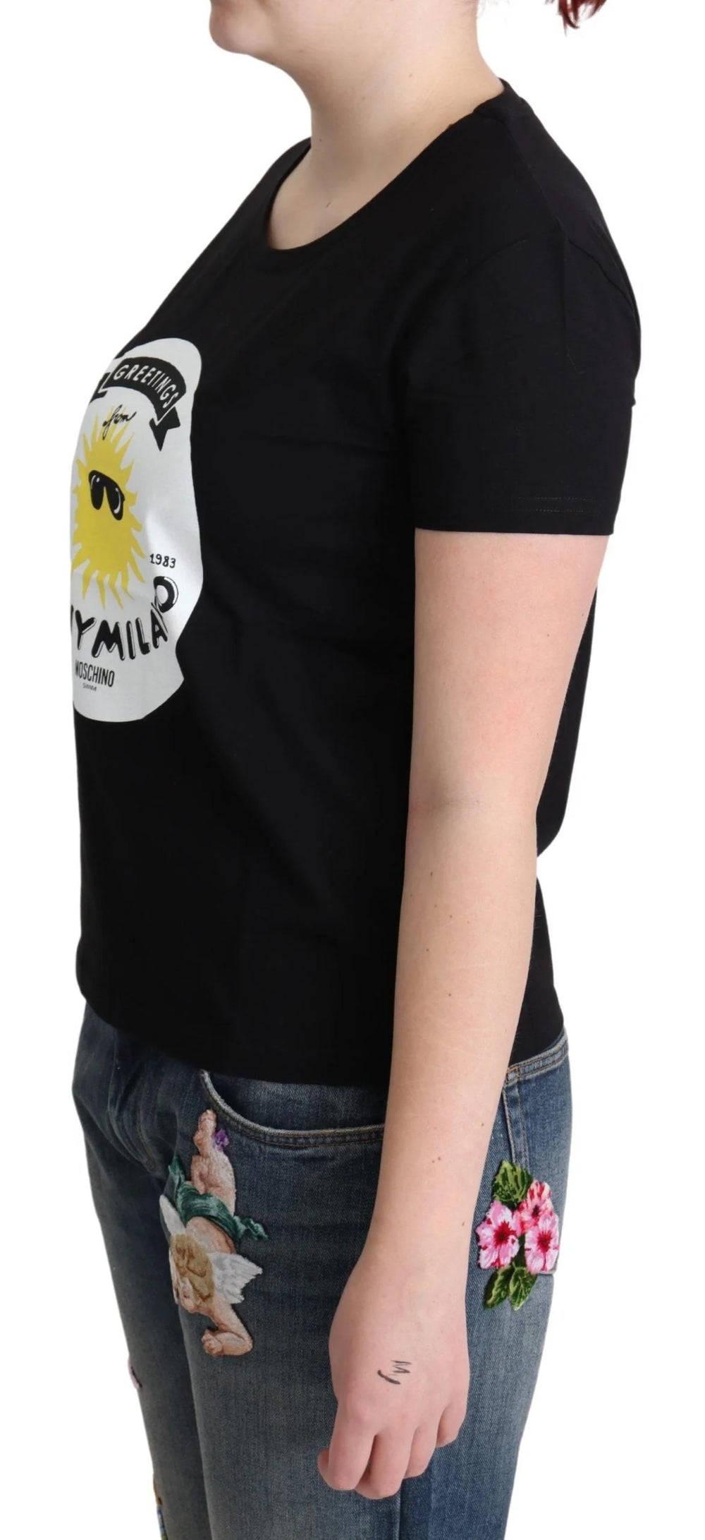 Moschino Black Cotton Sunny Milano Print T-shirt - IT40|S - T-Shirts