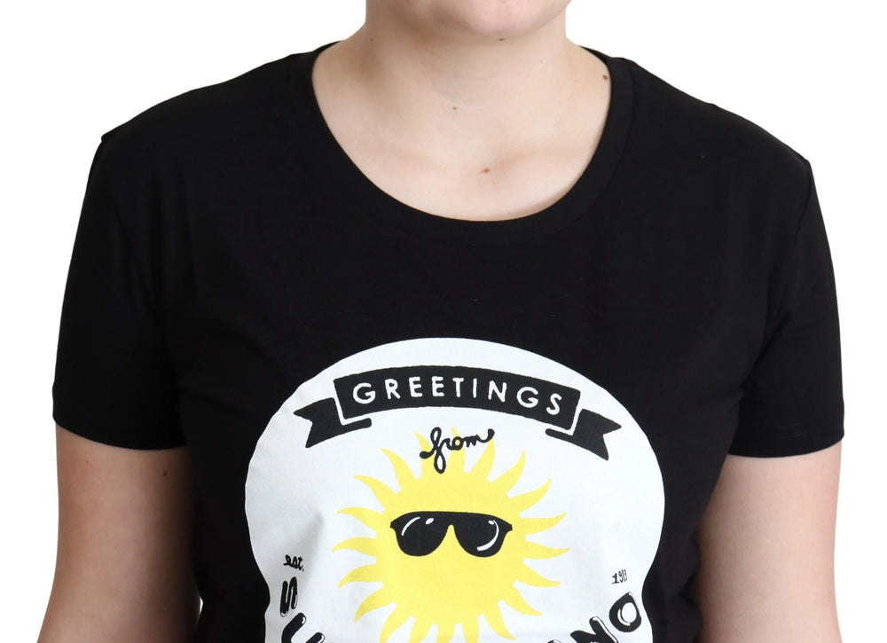 Moschino Black Cotton Sunny Milano Print T-shirt - IT40|S - T-Shirts