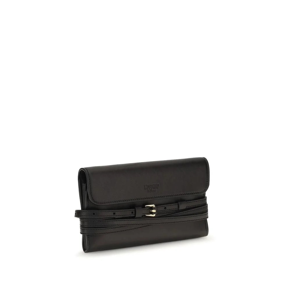Moschino Borsa a tracolla in pelle di capra nera