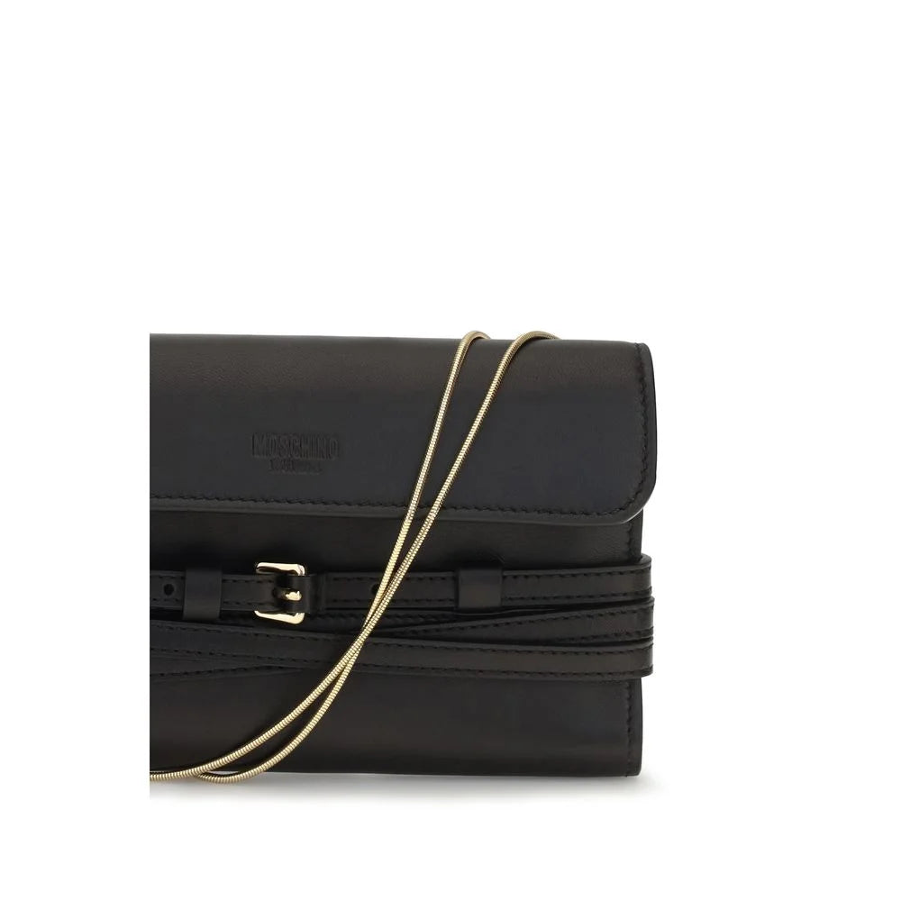 Moschino Borsa a tracolla in pelle di capra nera